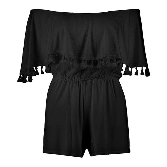 NWOT Green Off The Shoulder Frill Jersey Romper - Picture 2 of 7